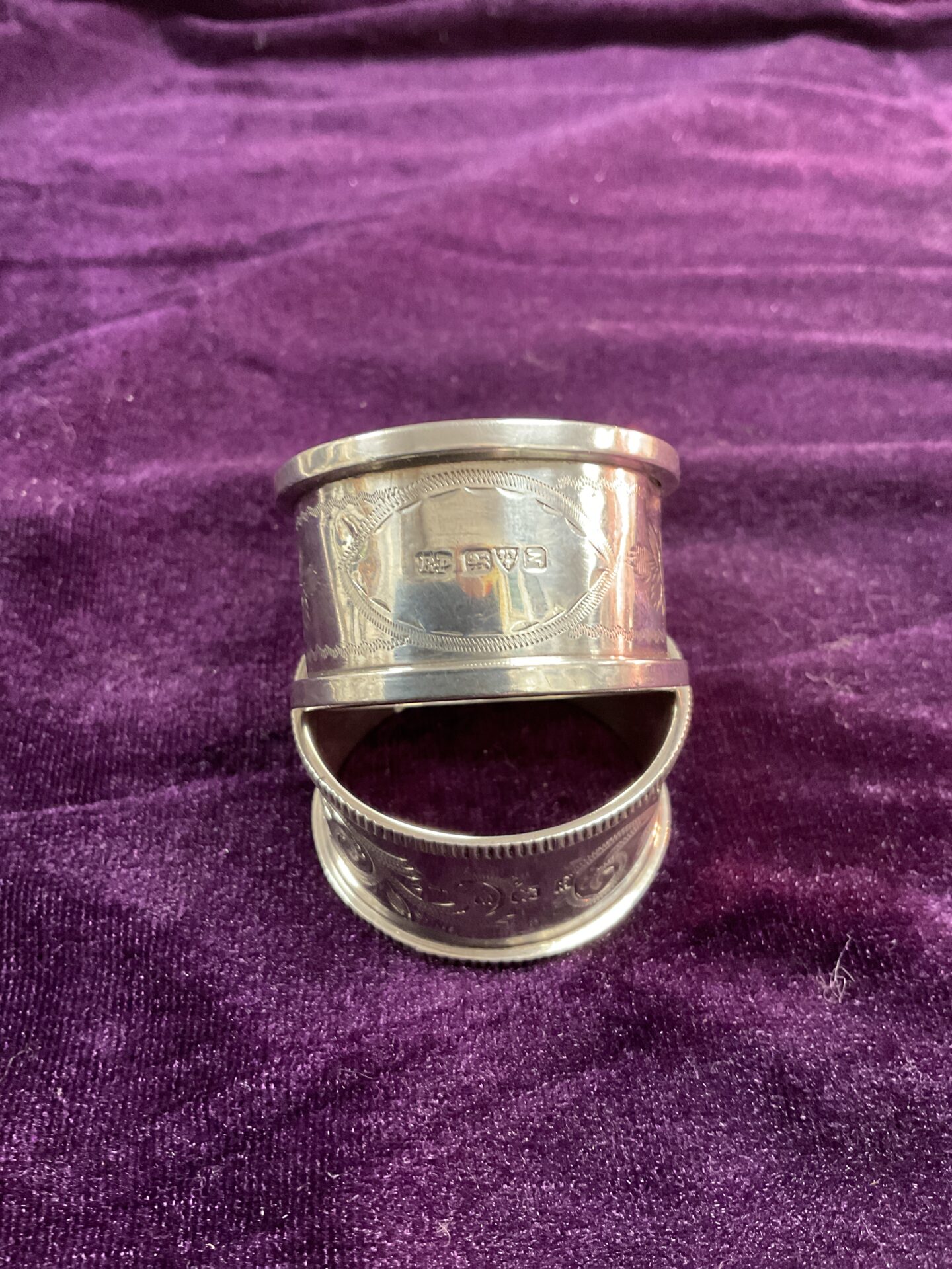 825 Two Hallmarked Silver Knapkin Rings One With Chester Hallmark 38.9g