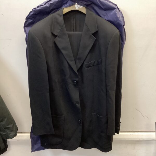 Black Emporio Armani suit size 52, a classic designer menswear piece.