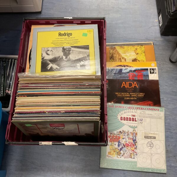 Large box of 12” vinyl records
