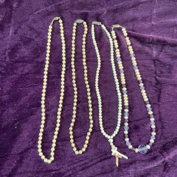 Vintage pearl necklaces lot, faux and crystal beads.