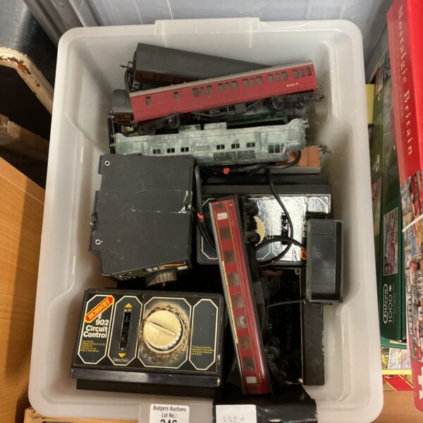 Vintage Hornby model train set with circuit control box.