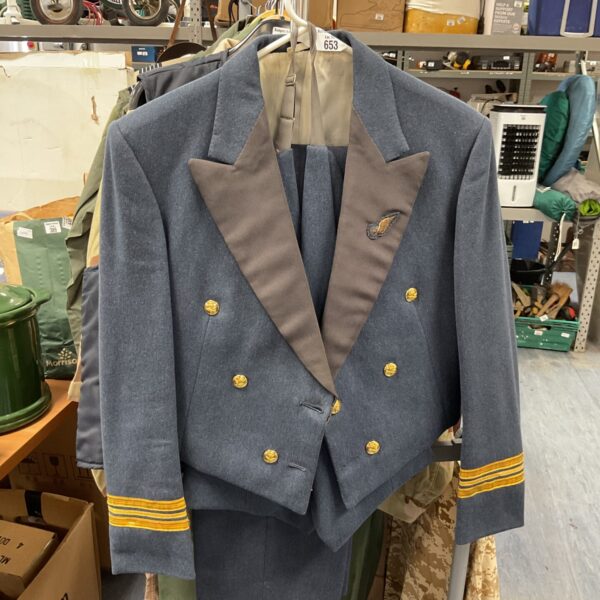 Vintage RAF No.5 Mess Dress uniform for a Squadron Leader, named Moss Bross.