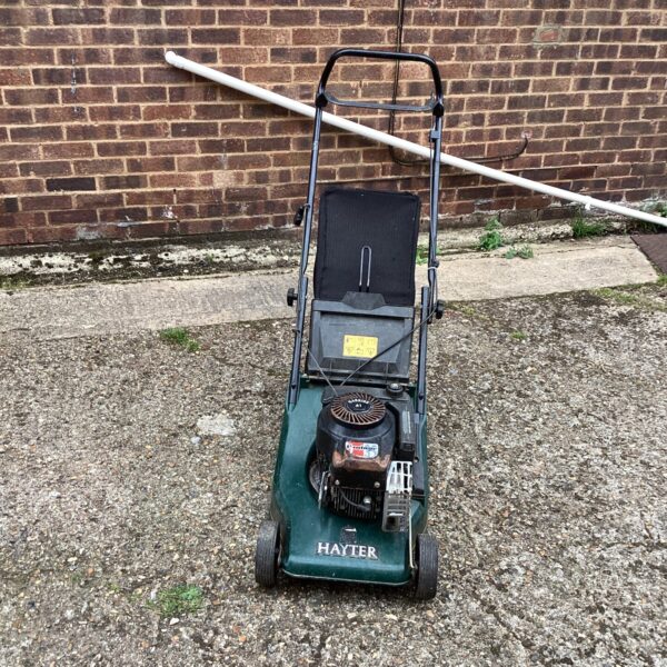 Vintage Hayter Harrier 41 lawn mower in used condition.