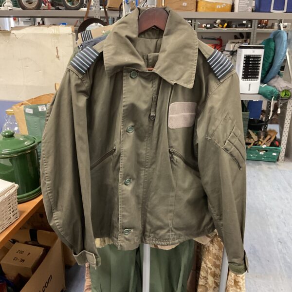 Vintage Beaufort flying jacket in olive green with rank slides.