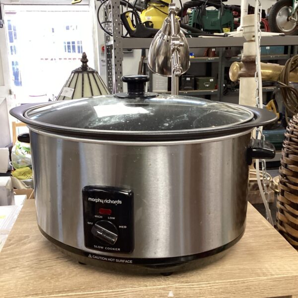 Front view of a vintage Morphy Richards slow cooker.