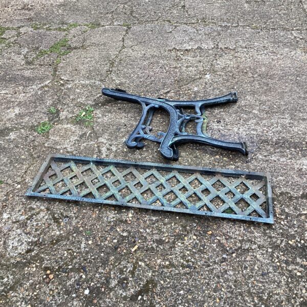 Vintage wrought iron garden bench kit for garden restoration.