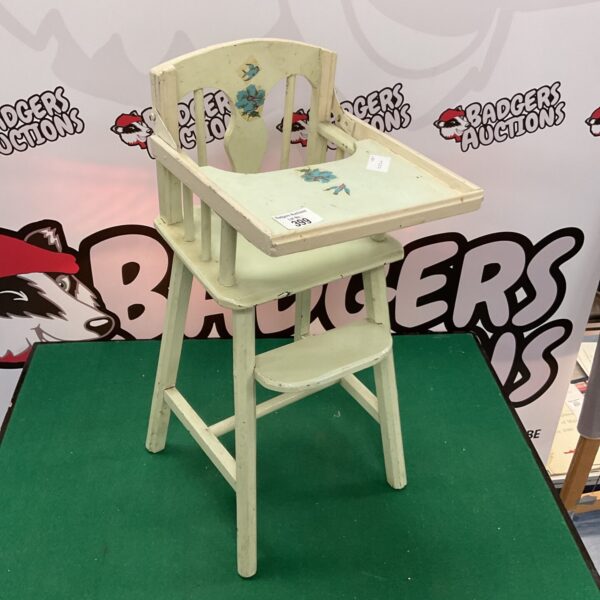 Vintage wooden dolls high chair for restoration.