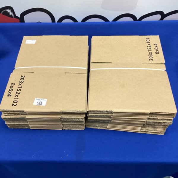 Lot of small cardboard postage boxes for shipping.