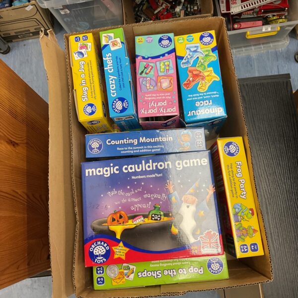 A colourful lot of Orchard Toys educational games for children.
