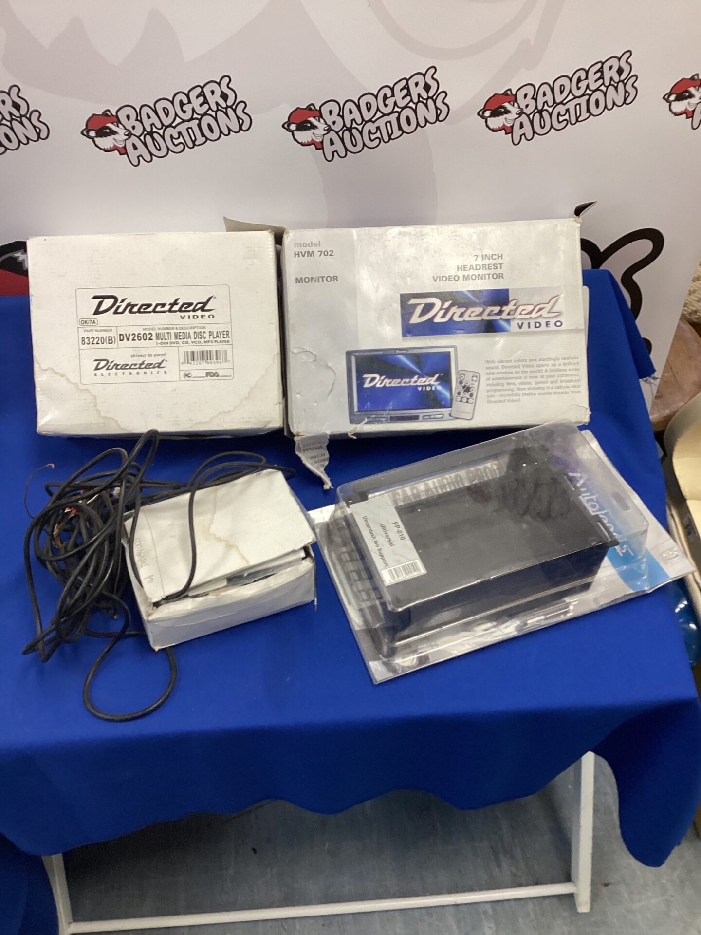 604 Directed video 7” inch headrest video monitor, multi media disc player, under dash carrier & cables