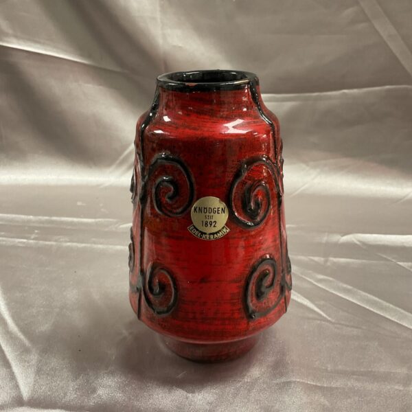 Vintage West German pottery vase with flambé glaze by Knodgen.