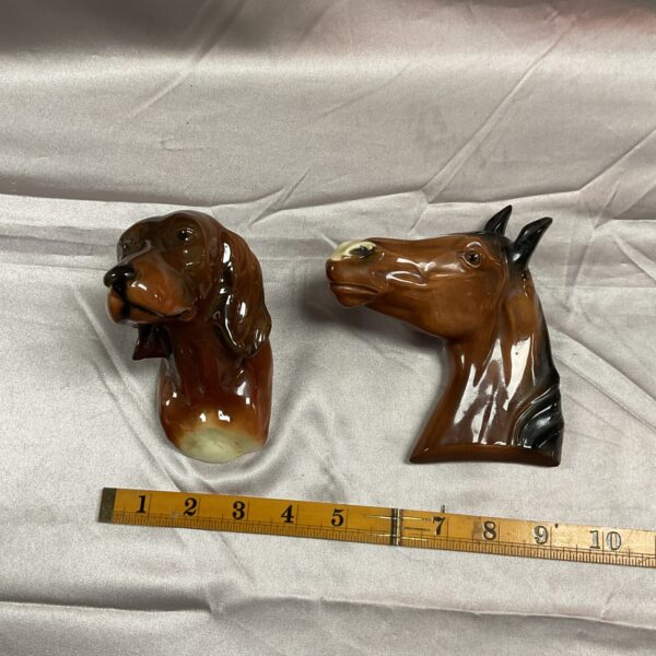 Two Wall Mounted Ceramic Horse and Spanniel Wall Pocket Vase