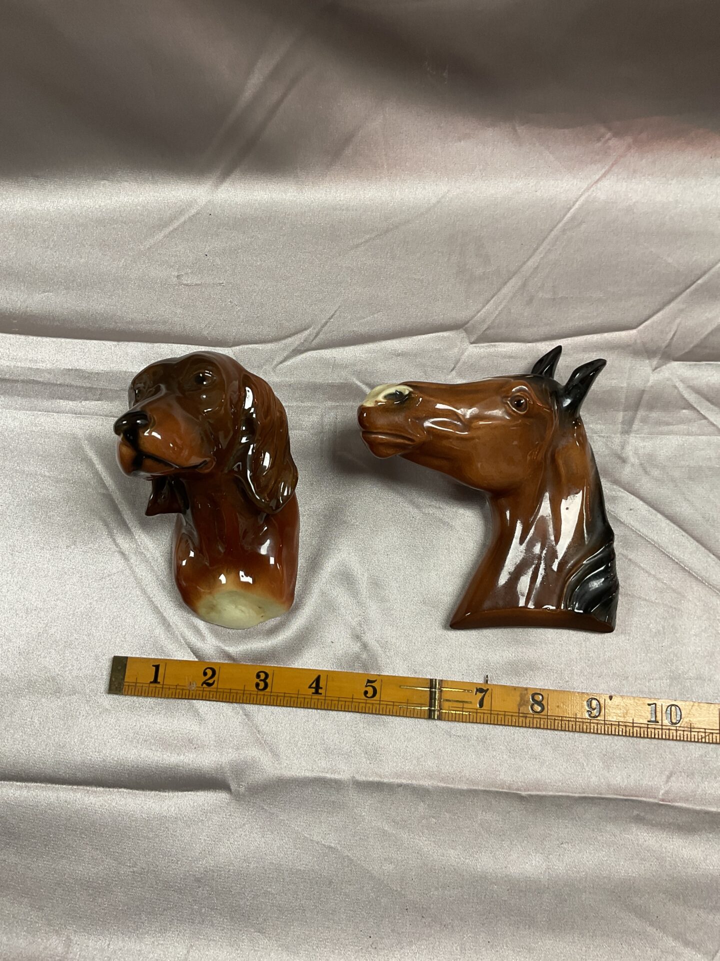 870 Two Wall Mounted Ceramic Horse and Spanniel Wall Pocket Vase
