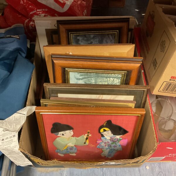 Mixed lot of vintage and assorted picture frames for wall decor.