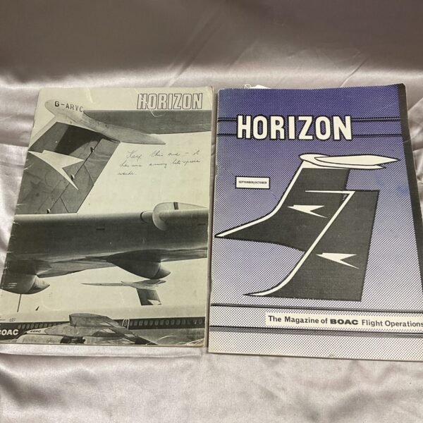 Vintage BOAC Horizon magazine cover featuring an aircraft illustration.
