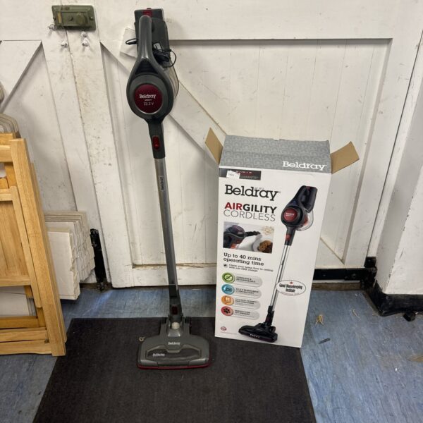 Beldray Airgility cordless vacuum cleaner in grey and purple.