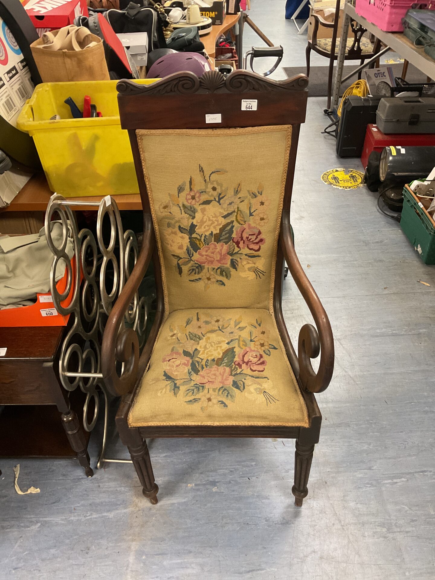 644 Tapestry Seat Open Arm Chair