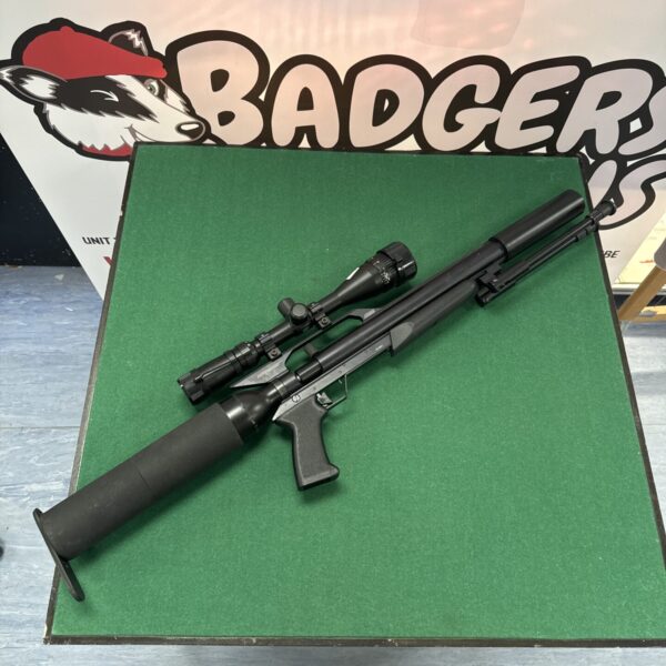 Gunpower Stealth CO2 rifle with scope and bipod for sale.