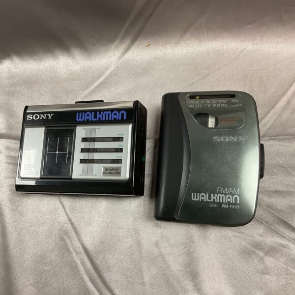 Front view of a vintage Sony Walkman WM-FX212 stereo cassette player.