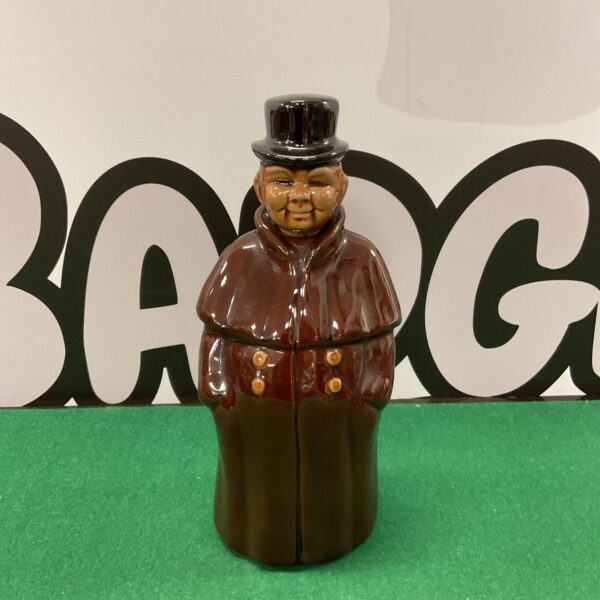 Vintage ceramic coachman decanter, a unique collectible barware item.
