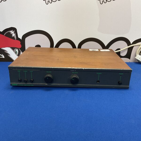 Vintage Qed A230 stereo amplifier, front view.