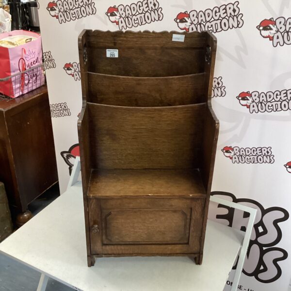 Antique 1920s oak magazine rack, vintage hall stand.