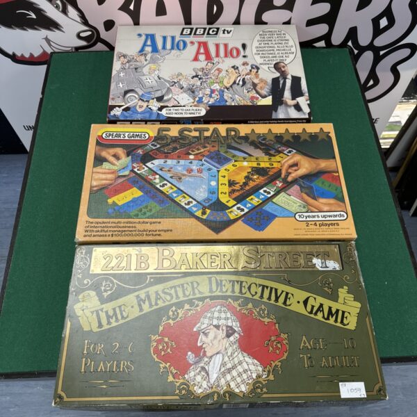 Vintage board games lot including 221B Baker Street and Allo Allo.