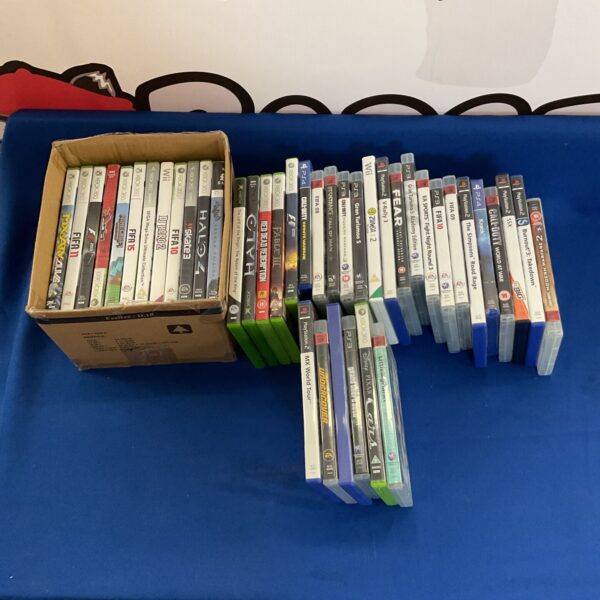 Mixed lot of Xbox 360, Playstation 3, and Playstation 4 video games.