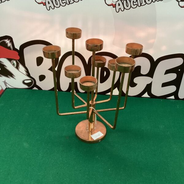 Vintage mid-century modern nine-branch copper candle holder.