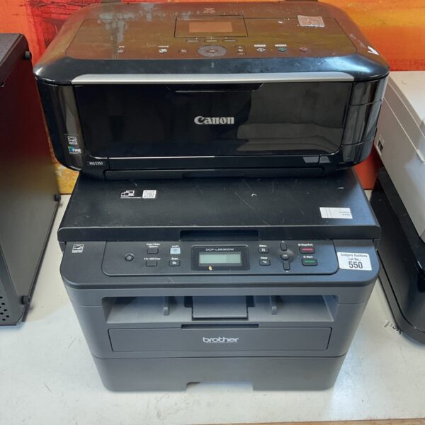 Canon MG5350 and Brother DCP-L2530DW printer lot for sale.