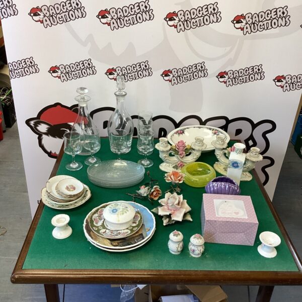 Vintage porcelain table centrepieces and figurines in a mixed lot.