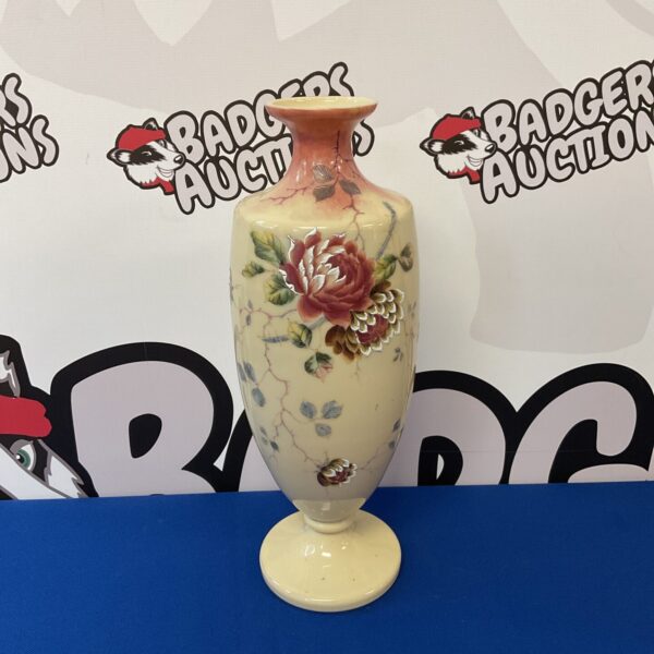 Vintage hand-painted floral porcelain vase for home decor.