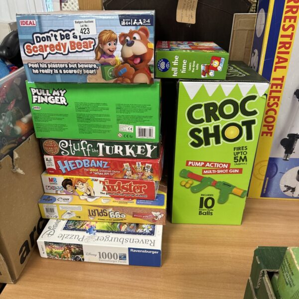 A colourful lot of vintage children’s board games, including Twister.