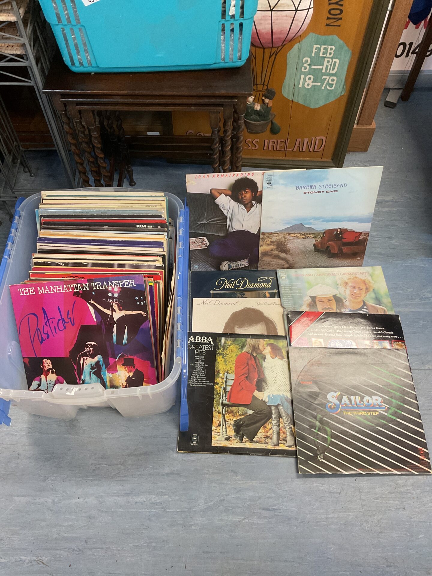 207 Box of 12” vinyl records inc abba & simon & garfunkel