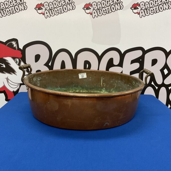 Large Victorian copper jam pan for preserving and making jams.