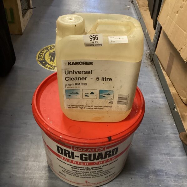 Karcher RM555 cleaning fluid and Barrier Cream tub.