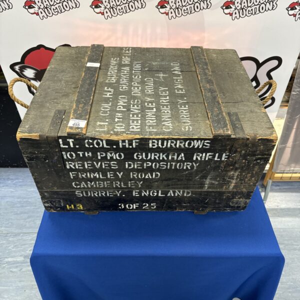 Vintage Gurkhas military box with FRIMLEY markings.