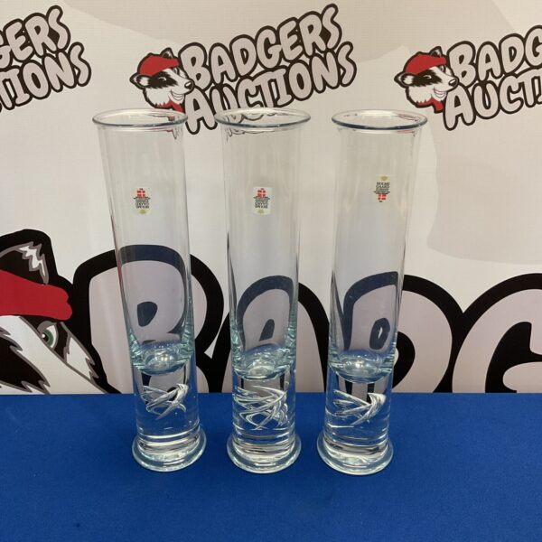 Set of three vintage Holme Gaard Per Lukin glass vases.