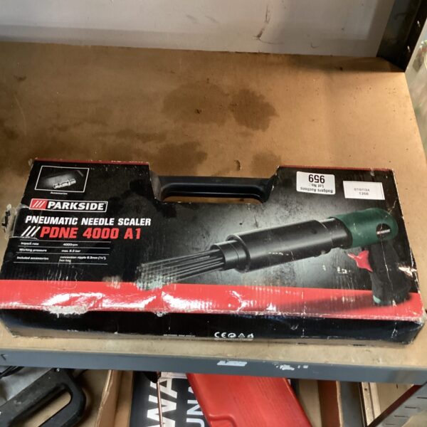 Parkside pneumatic needle scaler for descaling and rust removal.
