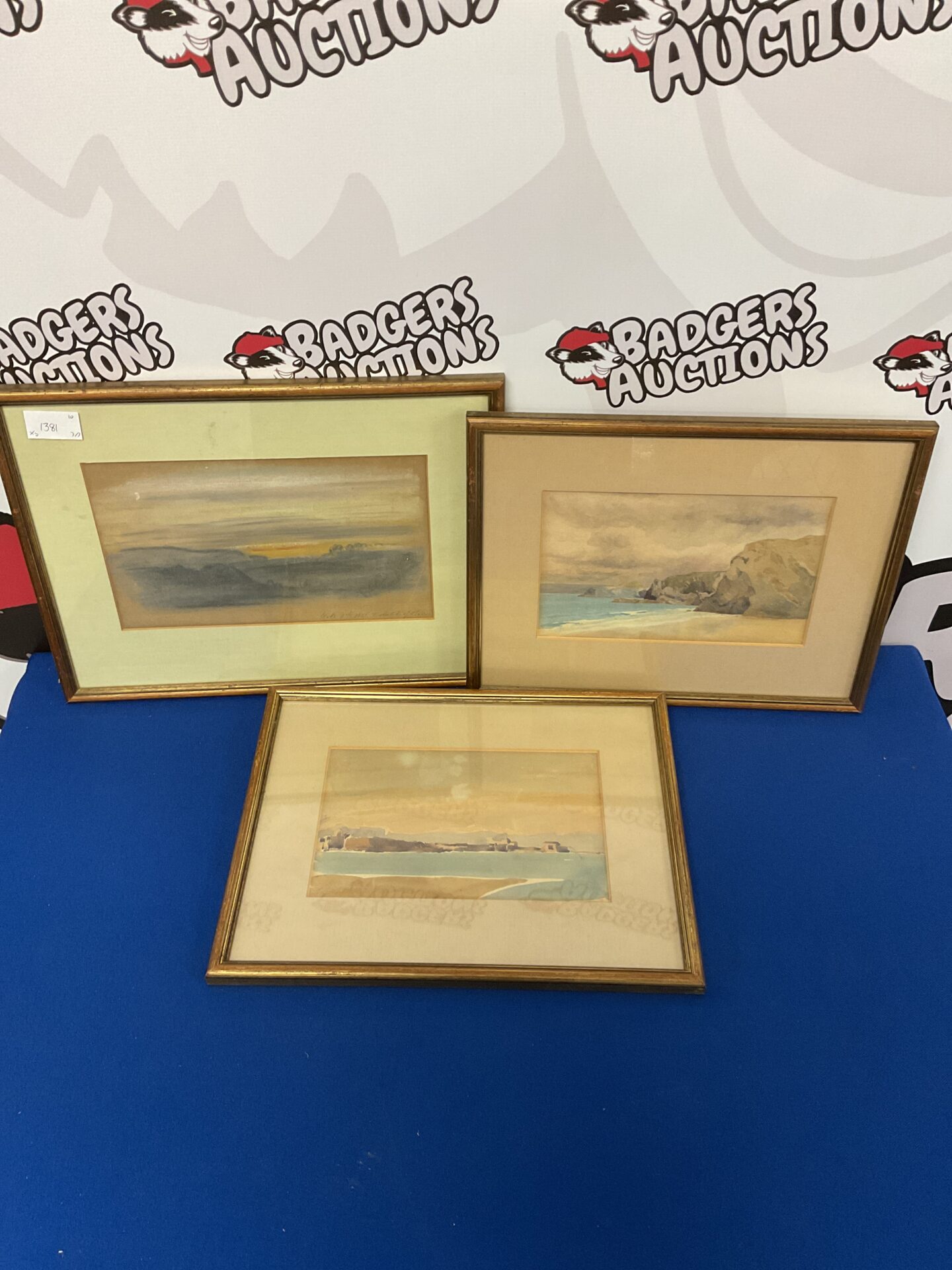 358 pair of antique coastal watercolours & pastel landscape