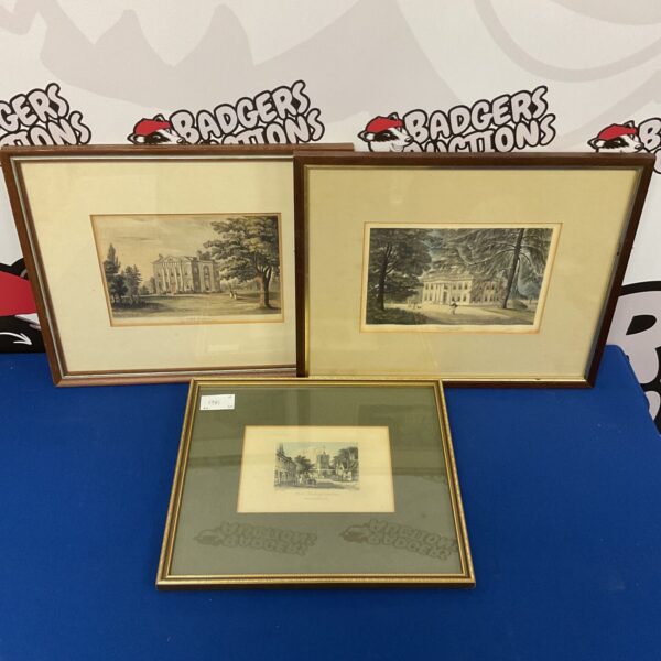 Antique 19th-century aquatint print of Iver, Buckinghamshire landscape.