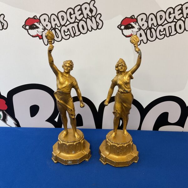 Gilded spelter Olympian figures, early 20th century sculpture.
