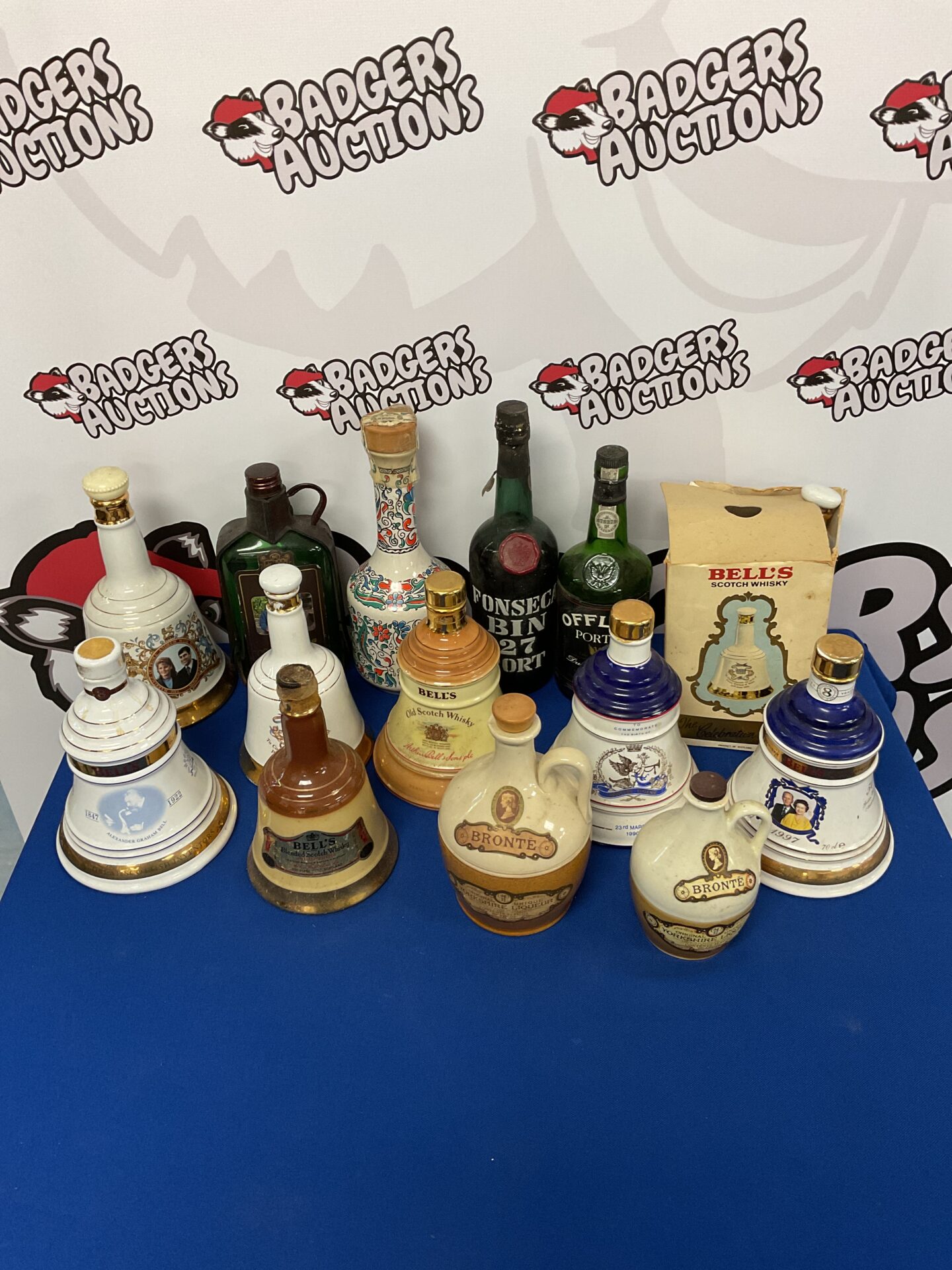 685 Collection of mostly full bells whiskey & port