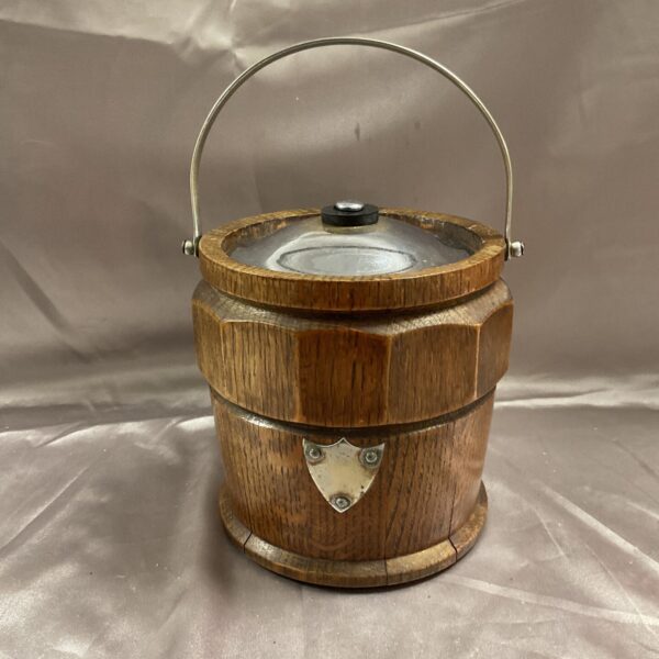Antique Oak Biscuit Ice Barrel With Ceramic liner