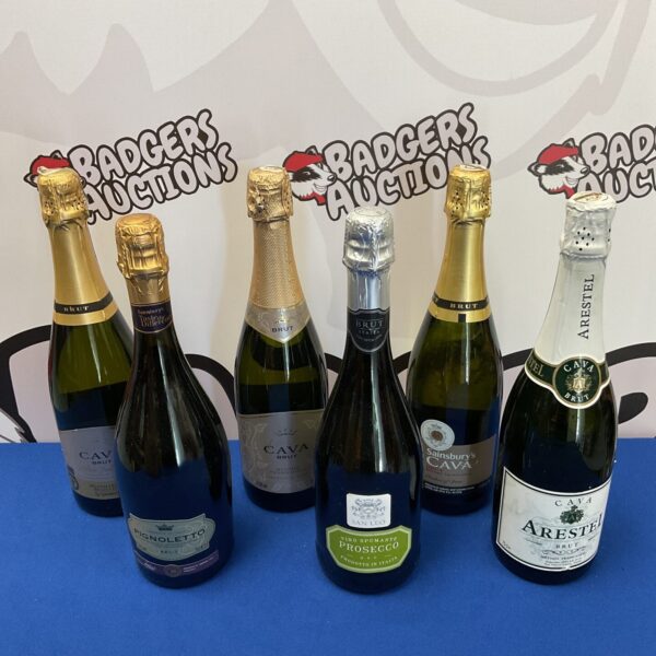 Selection of prosecco and cava bottles for celebrations.