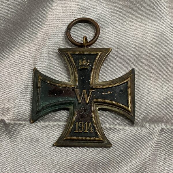 Front view of a reproduction Prussian Cross 1914 Iron Cross.