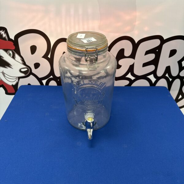 Kilner 5 litre cold drinks dispenser with tap, glass beverage container.
