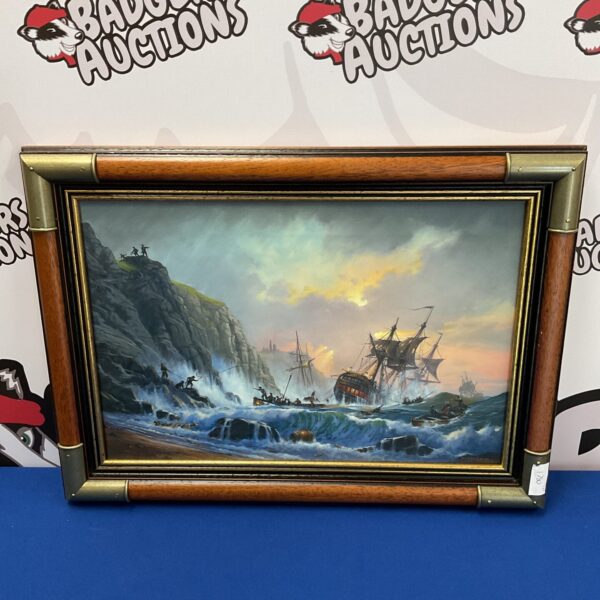 Dramatic D Macleod shipwreck painting of Hell Bay, St Ives.