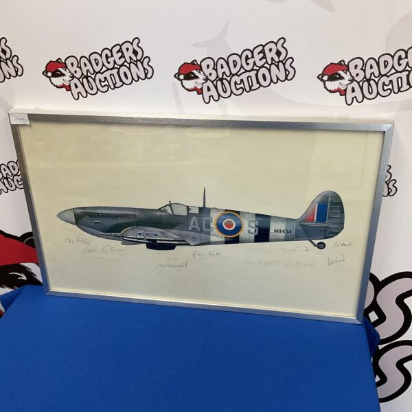 Signed Spitfire print featuring Douglas Bader's signature.