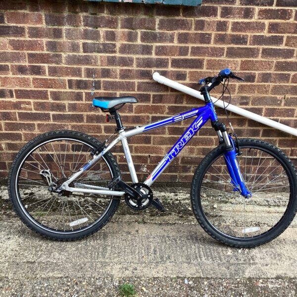 Blue Trek Series mountain bike for outdoor adventures.